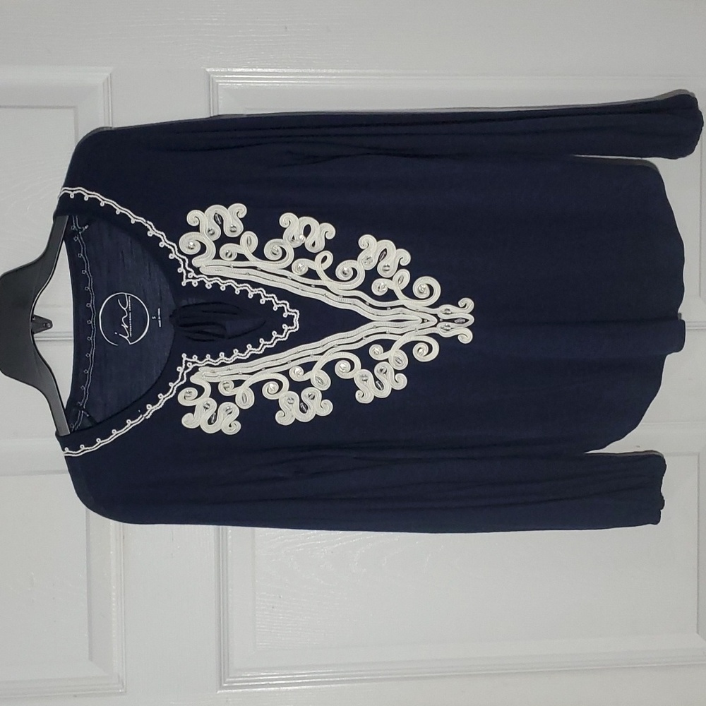Inc Embroidered Boho Rayon Top Small